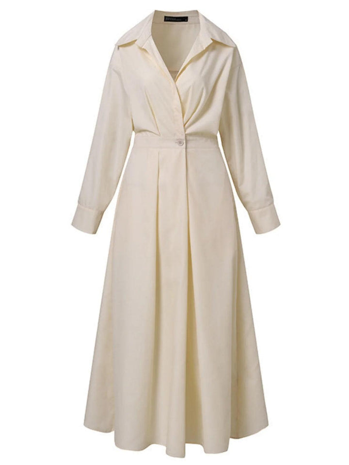 Elsie™ Elegant Button Lapel Midi Dress