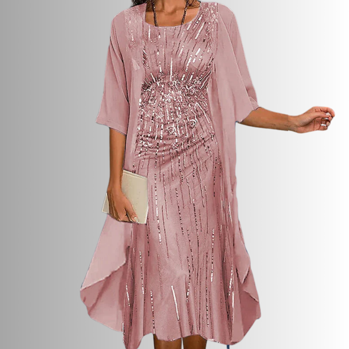 Noemie Dress | Stylish Layered Midi for Effortless Elegance