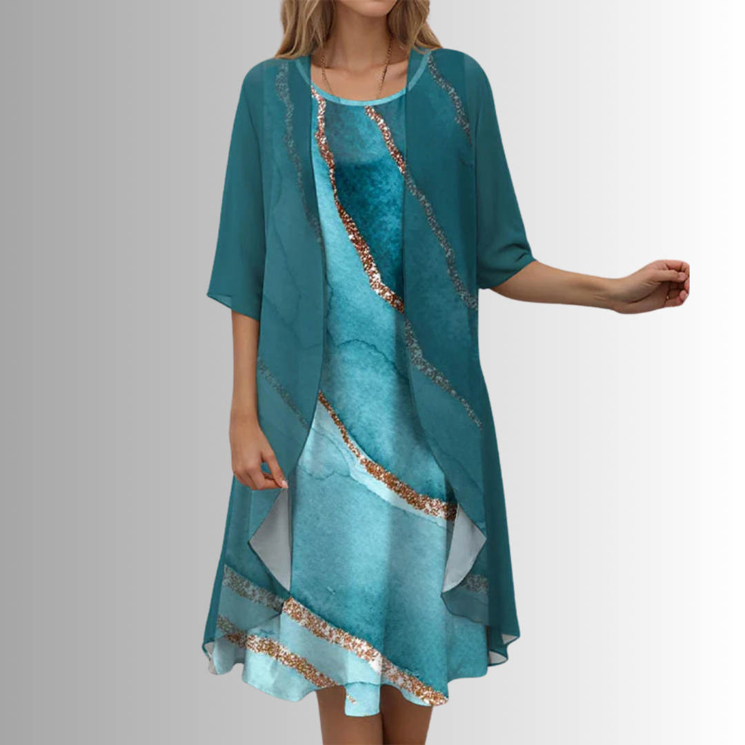 Noemie Dress | Stylish Layered Midi for Effortless Elegance