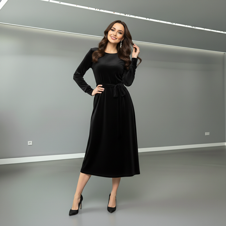 Natalia™ Elegant Suede Midi Dress
