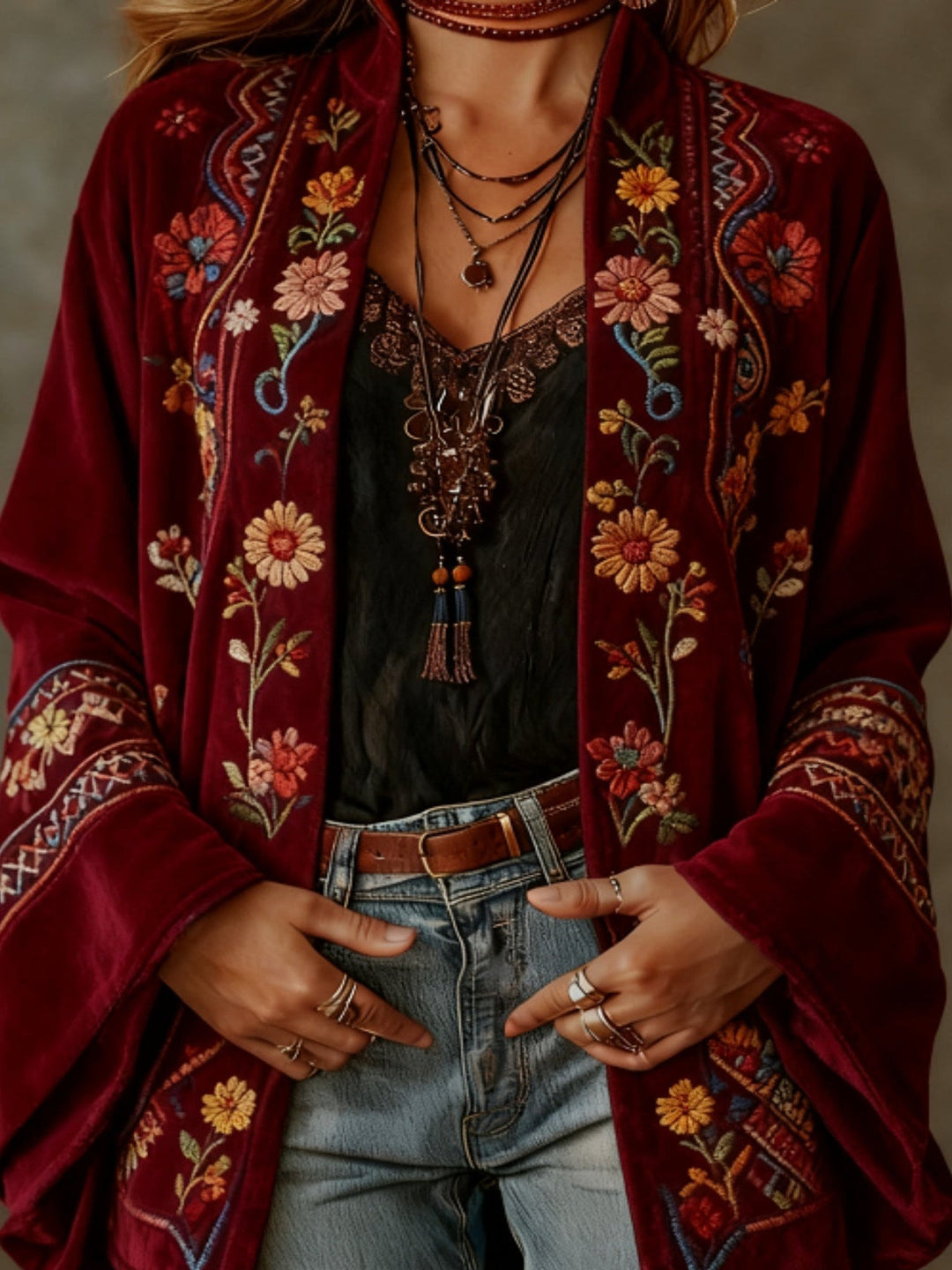 Darcy | Stylish Boho Kimono Cardigan with Embroidery