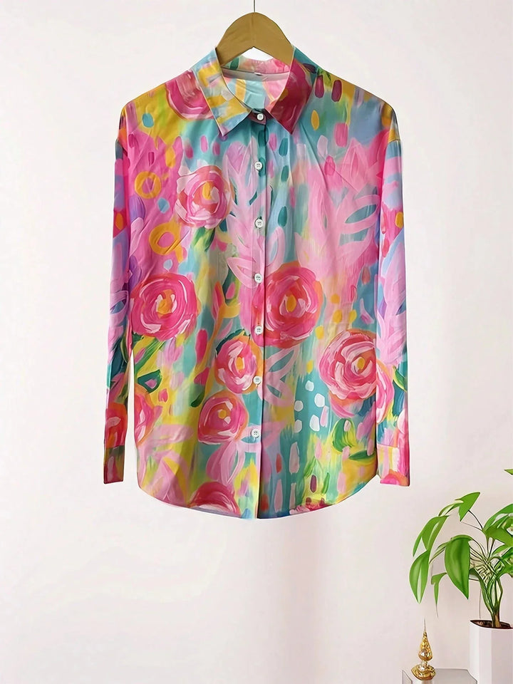 Vanessa Blouse | Abstract Print Button Front