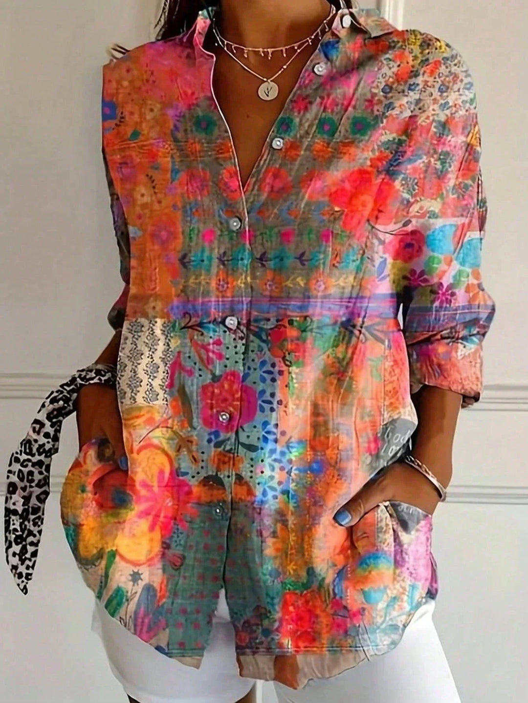 Vanessa Blouse | Abstract Print Button Front