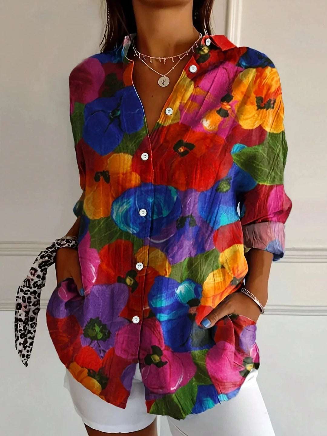 Vanessa Blouse | Abstract Print Button Front