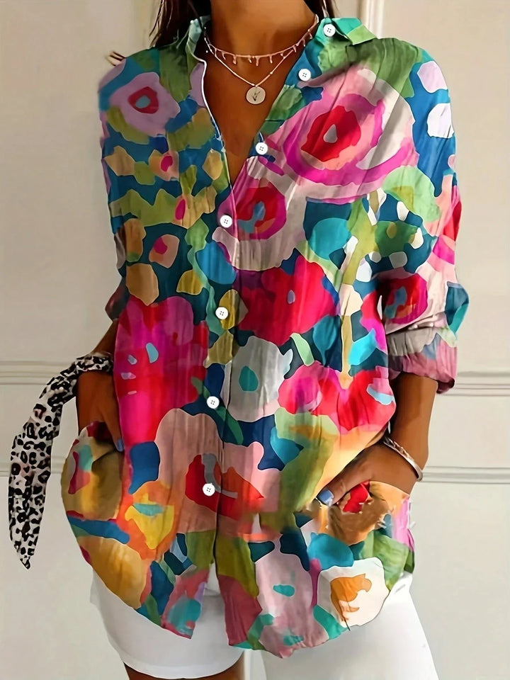 Vanessa Blouse | Abstract Print Button Front