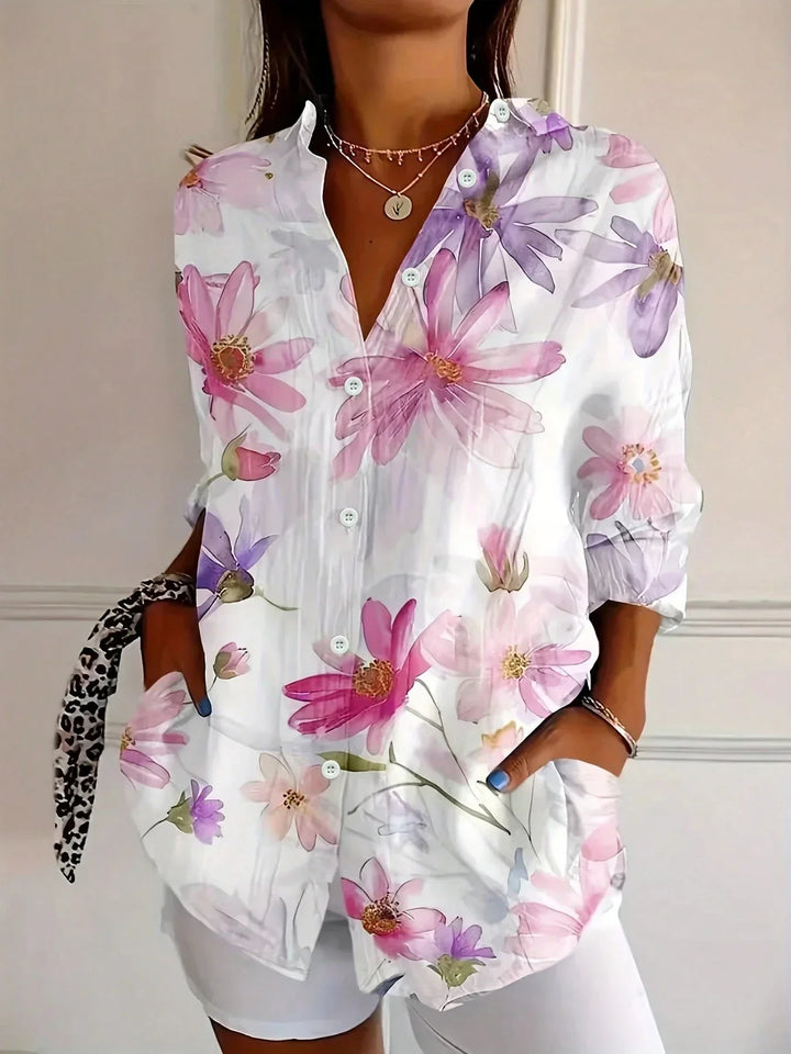 Vanessa Blouse | Abstract Print Button Front