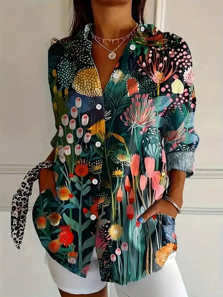Vanessa Blouse | Abstract Print Button Front