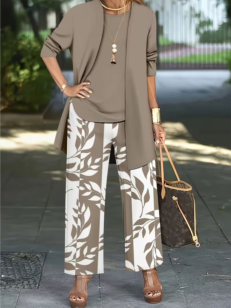 Chloe™ | Casual Leaf Print three Piece Set