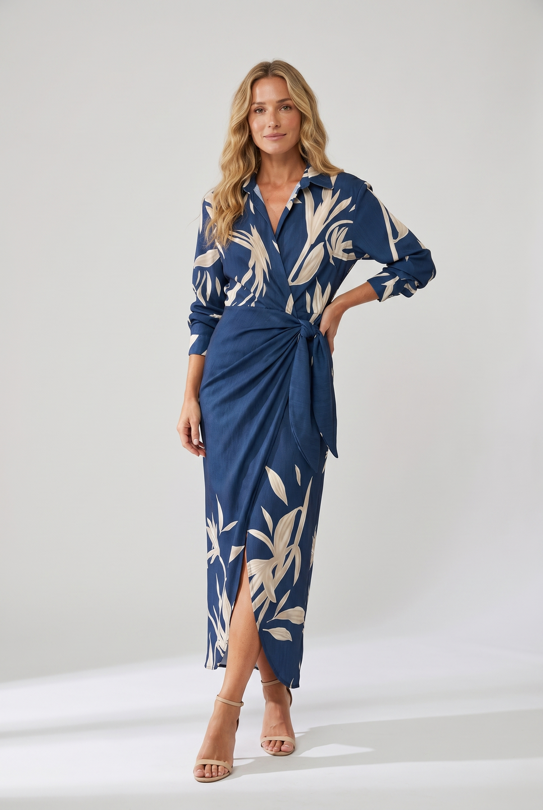 Maeve Dress | Leaf Print Maxi Wrap V-Neck