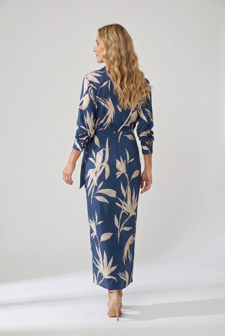 Maeve Dress | Leaf Print Maxi Wrap V-Neck
