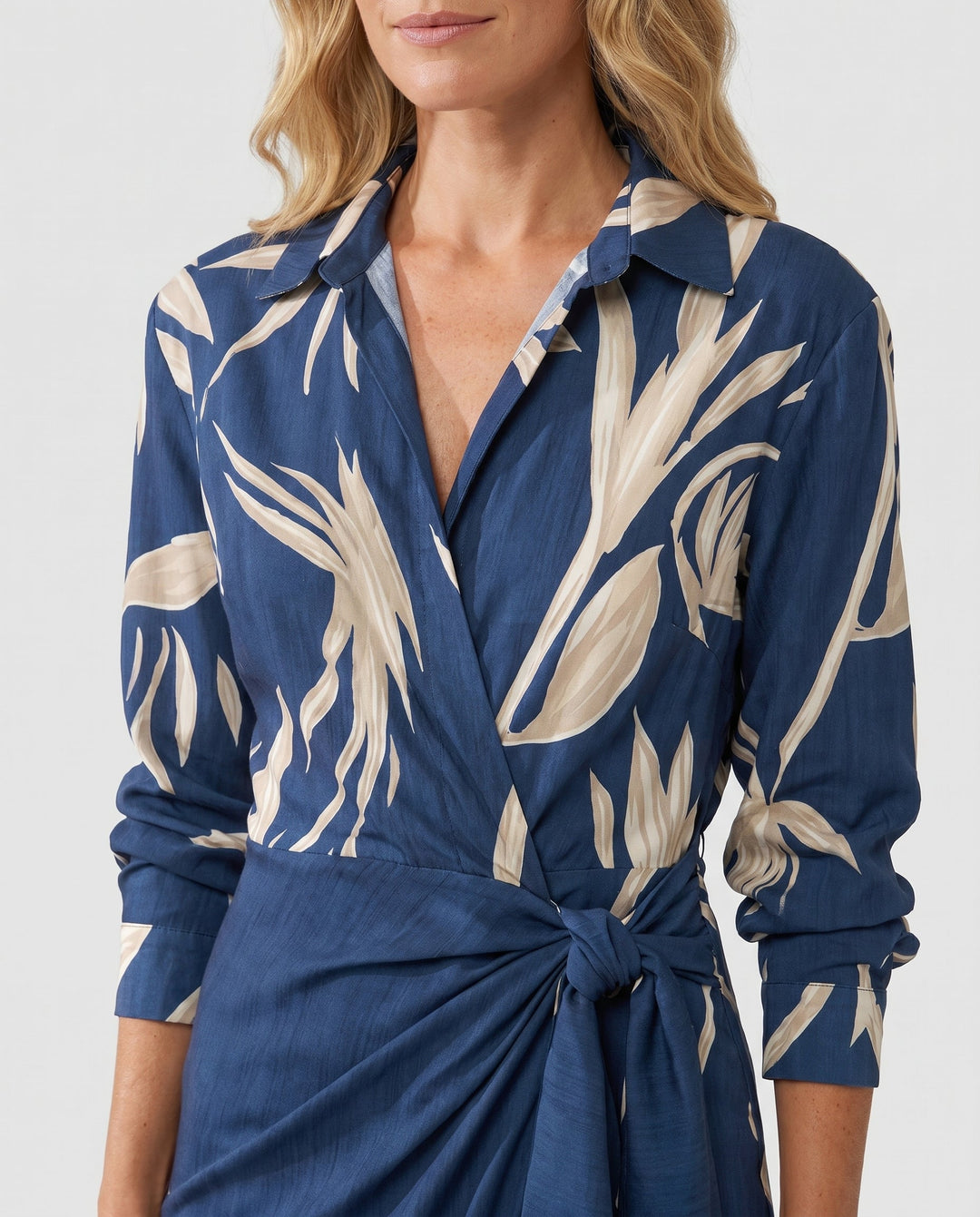 Maeve Dress | Leaf Print Maxi Wrap V-Neck