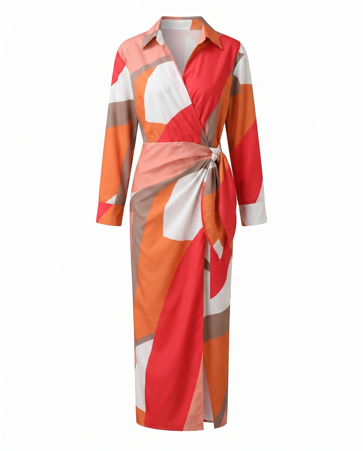 Maeve Dress | Leaf Print Maxi Wrap V-Neck