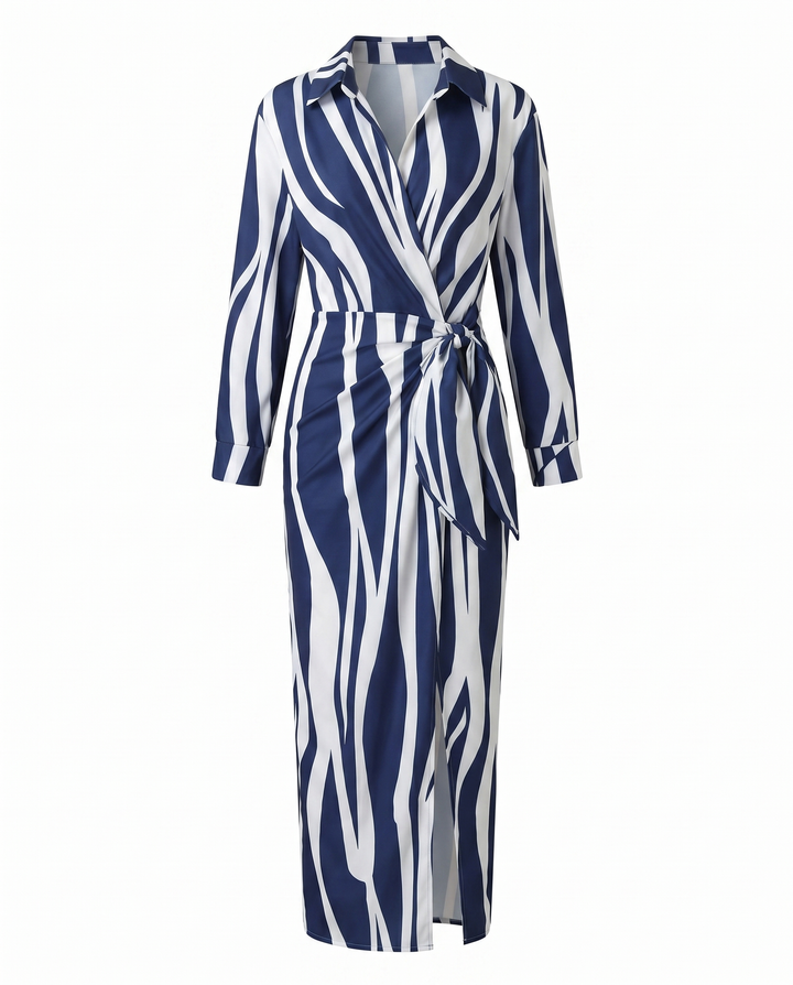 Maeve Dress | Leaf Print Maxi Wrap V-Neck