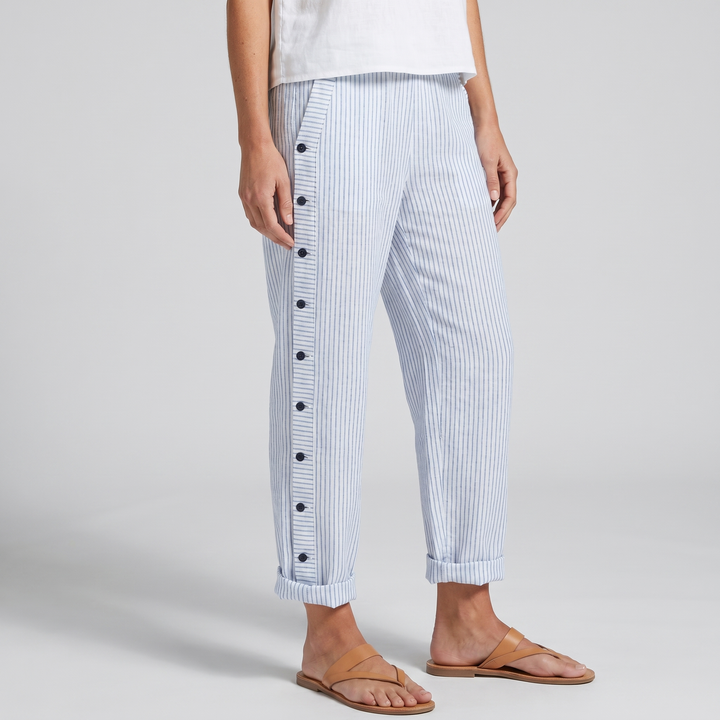 Emily Trousers | Stripe Panel Button Detail