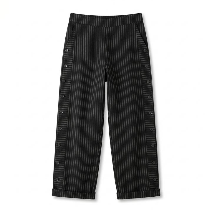 Emily Trousers | Stripe Panel Button Detail