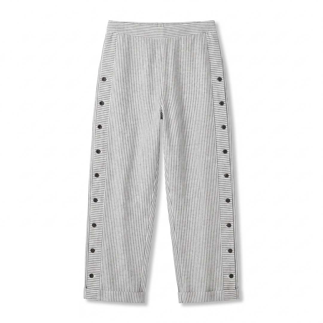 Emily Trousers | Stripe Panel Button Detail