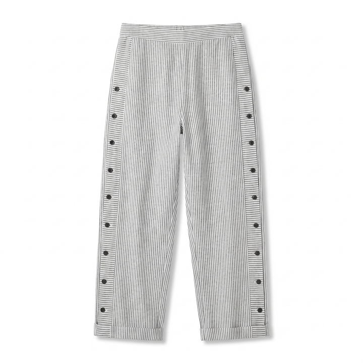 Emily Trousers | Stripe Panel Button Detail